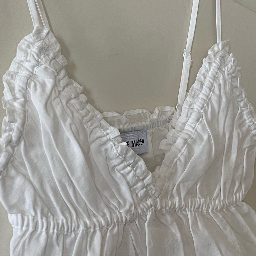 Steve Madden White Smocked Cotton Adjustable Straps Camisole Top Size Medium - Picture 9 of 14